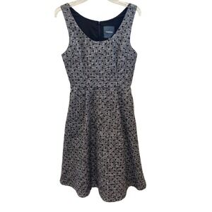 ModCloth Dress Size 8 Grey With Black Polka Dot Sleeveless Fit and Flare Pockets